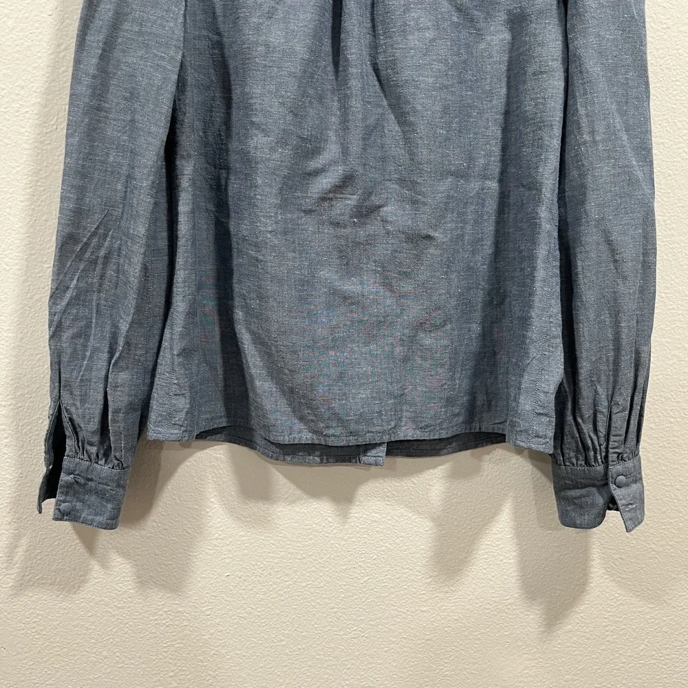 Sézane Chlo Blue Chambray Denim Lace Eyelet Embroidered‎ Shirt Size EU 34